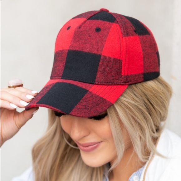 Fall Plaid Ball Cap - Red - Picture 2 of 2